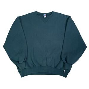 Vintage 90s Russell Athletic Green Blank Crewneck Sweatshirt XXL Made in USA